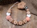 Personalized pacifier chain with white hearts | Many different colors product logo