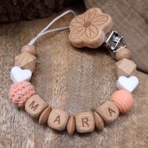 Pacifier chain with name "white hearts" | Many different colors