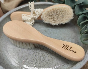 Personalized baby brush made of goat hair