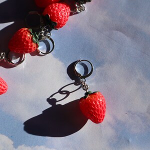 Fruit stitch markers strawberry peach knitting stitch markers leverback clasp image 3