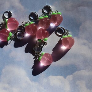 Fruit stitch markers strawberry peach knitting stitch markers leverback clasp image 6