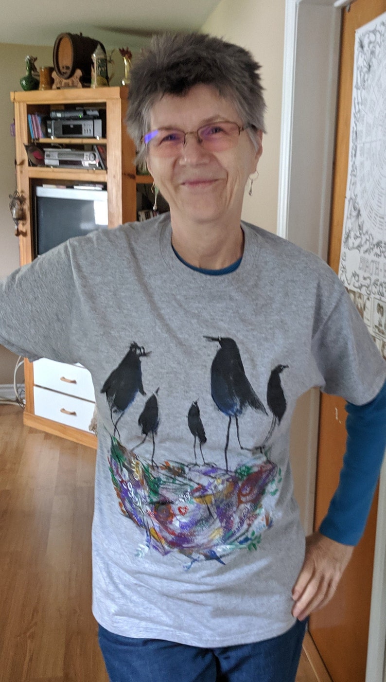 One of A Kind Hand-painted RavenCrow Family T-shirt
