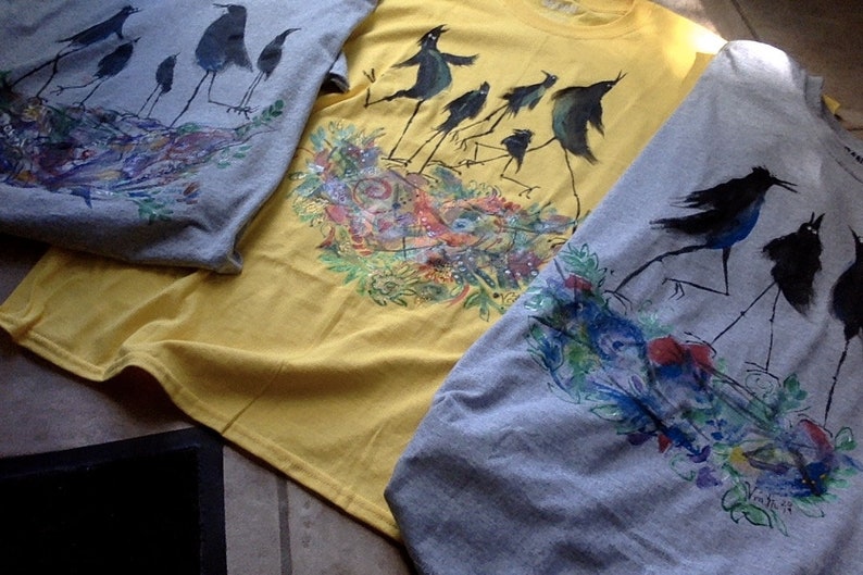 One of A Kind Hand-painted RavenCrow Family T-shirt