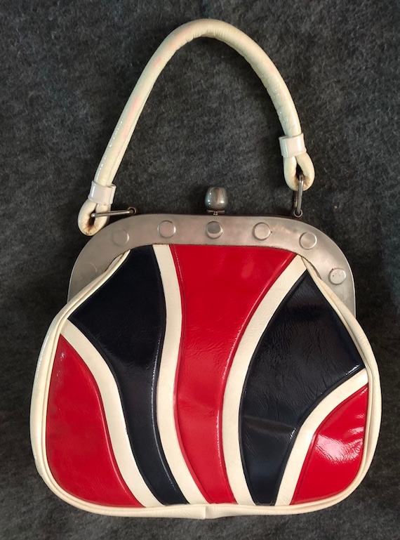 red white and blue purse