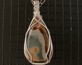 Polychrome "Many-colored" Jasper Wrapped in Sterling Silver