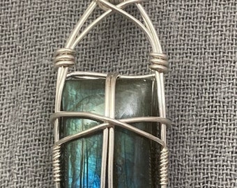 Rectangular Blue Labradorite Pendant