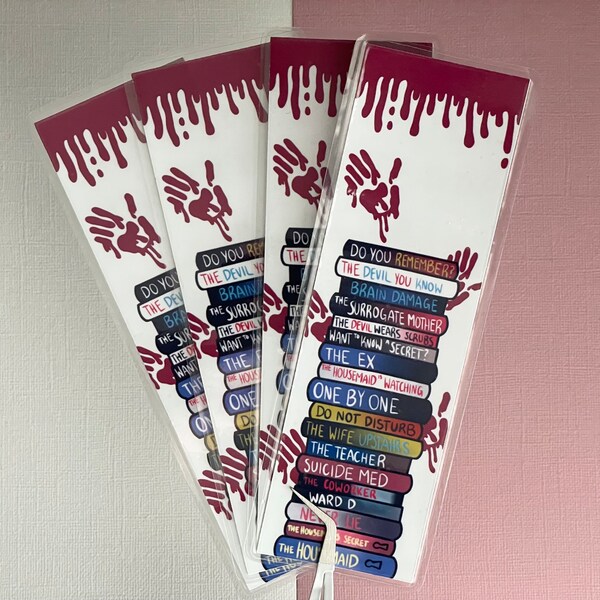 Bookstack bookmark, small gifts, gifts for book lovers, thriller books, psychological thriller bookmark, one sided bookmark, page marker