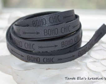 Lederband - BOHO CHIC - anthrazit - 10mm