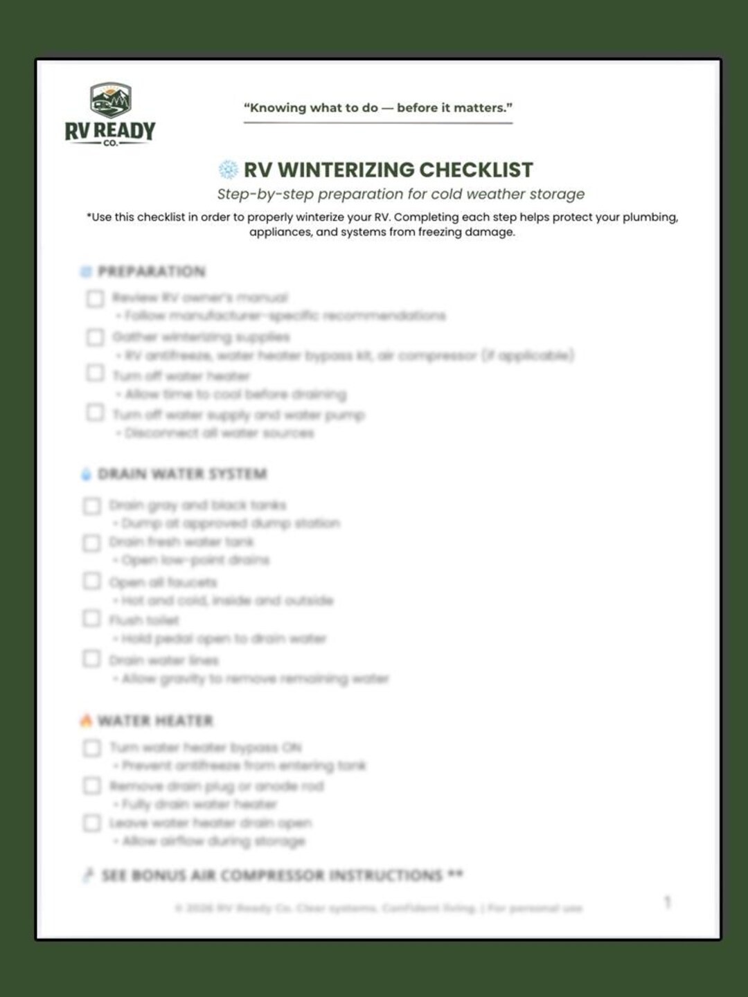 Oil Winterizing Checklist.pdf RV Winterizing Checklist | Printable RV Cold Weather Storage Guide ...