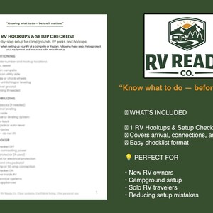 RV Hookups & Setup Checklist | Printable Campground Setup Guide ...