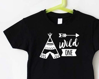 Geburtstagsshirt Kind | wild one Tipi schwarz - erster Geburtstag Shirt - 1. Geburtstag Shirt - Shirt 1. Geburtstag - Kindershirt 1 Jahr