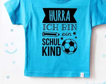 T-Shirt Einschulung | Fußball türkis - Shirt Einschulung - T-Shirt Kind Schulkind Fußball - Schulkind Shirt Jungen