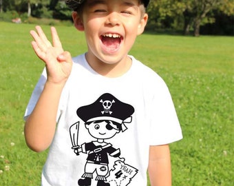 Birthday Shirt Child | Pirate white - Birthday Shirt - 4th Birthday Shirt - Pirate Party Shirt - Birthday Shirt Kids