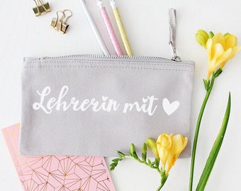 Federtasche Lehrerin mit Herz - Federmäppchen - Geschenk Lehrerin Abschied - Abschiedsgeschenk Lehrer | Lehrerin