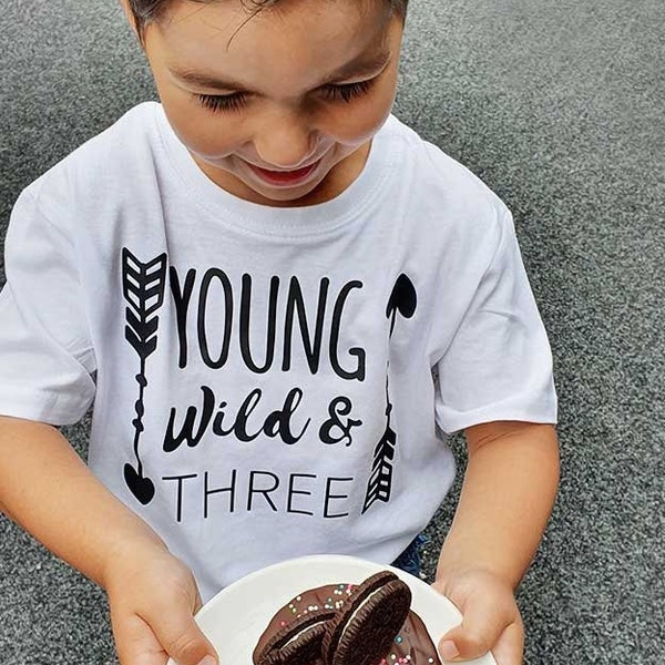 Birthday shirt child | young wild - Birthday T-Shirt - Boys Birthday T-Shirt - Number Birthday Shirt - Birthday Shirt 3 years