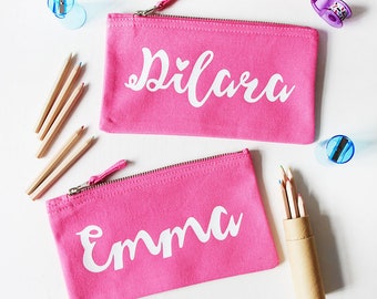 Federtasche mit Namen | Handschrift pink - Federmäppchen -Stiftemäppchen mit Namen - Federmappe mit Namen - Federtasche Mädchen