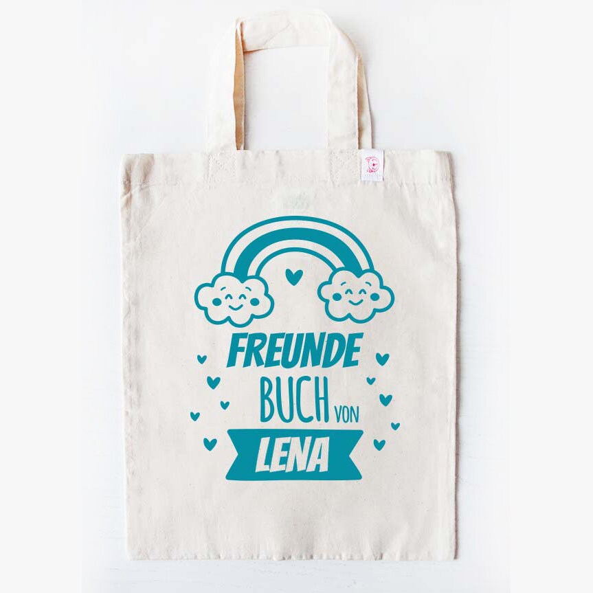 Freundebuch Tasche mit Namen Regenbogen Grün Freundebuch ...