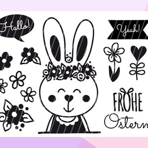 Plotterdatei | Osterhase - SVG Datei Osterhase - Ostern Plotterdatei - SVG Datei Blumen - Plott Datei Frühling DIY - Ostern Plotter Datei