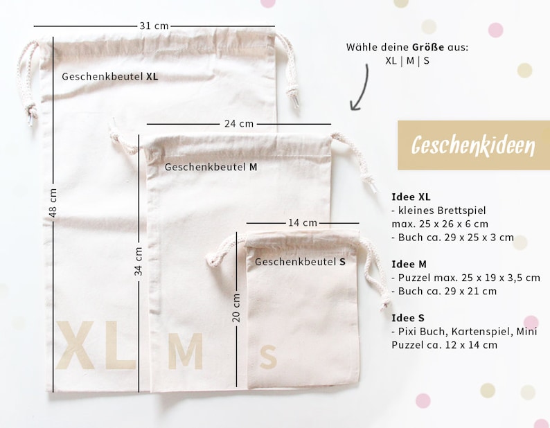 Geschenkbeutel Schulkind | Größenvarianten S, M & XL Stoffbeutel