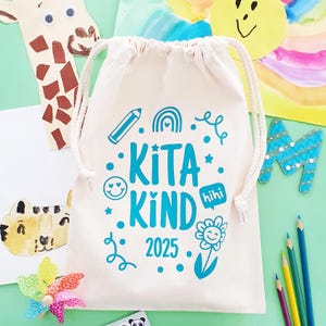 Kinderbeutel Kitakind personalisiertes Geschenk Kindergarten 2025 Stoffbeutel mit Namen Beutel für Kindergarten Tasche mit Namen