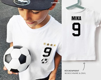 Geburtstagsshirt Jungen | Fußball 9 Jahre - Kindergeburtstag Fußball - Fußball Trikot Kinder T-Shirt mit Namen & Zahl