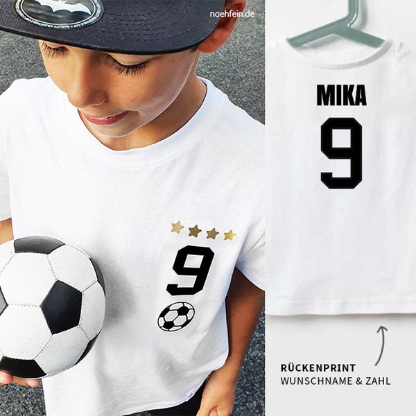 Geburtstagsshirt Jungen | Fußball 9 Jahre - Kindergeburtstag Trikot Fußball - Fußball Trikot Kinder T-Shirt mit Namen & Zahl