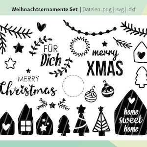 Plotter file | Christmas ornaments set - SVG file Christmas - SVG file Christmas houses - Plotter file sayings XMAS