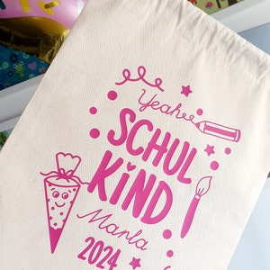 Geschenkbeutel Schulkind 2024 Geschenk zur Einschulung Schulstart Stoffbeutel mit Namen Einschulung 2024 Bild 2