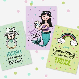 Postkarten 3er Set  | Liebe, Geburtstag & Geburt - Grußkarte Baby - Grußkartenset - Karten Set Glückwünsche - Karten Set für Kinder