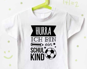 T-Shirt Einschulung | Fußball weiß - Shirt Einschulung Fußball - T-Shirt Kind Schulkind - Schulkind Shirt Jungen