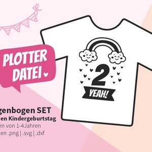 Plotterbestand | Rainbow - SVG-bestand verjaardag - kinderverjaardag nummer 1-4 jaar - SVG-bestandsnummers - plotbestand verjaardag shirt DIY