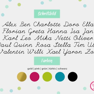 Geschenkbeutel Schulkind | Schriftbild von A-Z & Farbvarianten: pink, grün, türkis, gold & schwarz
