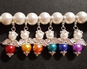 6 pendants rainbow angel guardian angel