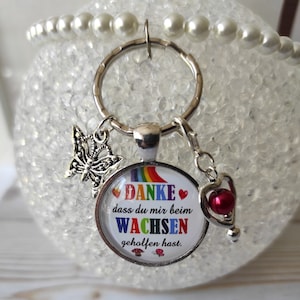 DANKE Regenbogen Anhänger personalisierbares Abschied Geschenk für Erzieherin Schmetterling Herz Engel Kindergarten KITA Kind