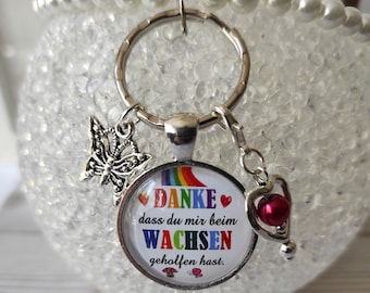 MERCI pendentif arc-en-ciel cadeau d'adieu personnalisé pour professeur papillon coeur ange maternelle KITA enfant