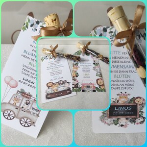 Gastgeschenk Blumensamen Anhänger Tier Safari Glas mit Blumensamen, Taufe, Kommunion, Einschulung, Hochzeit
