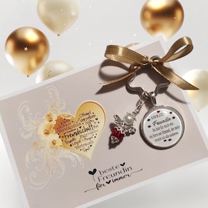 Beste Freundin  |  Herzensmensch  | Herzens-Freundin Geschenk – Schlüsselanhänger mit Charm + Karte
