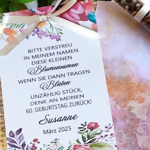 Carte avec graines de fleurs Verre avec graines de fleurs, anniversaire, mariage, baptême, communion