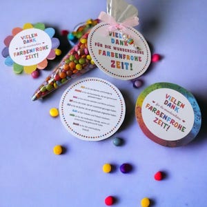 Abschieds-Geschenk für Erzieherin, Kindergarten, Tagesmutter, Lehrerin - Anhänger "Danke für die Kunterbunte Zeit"