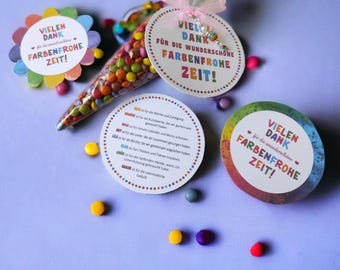 Farewell gift for kindergarten teacher, daycare provider, or school teacher - "Thank you for the colorful time" pendant