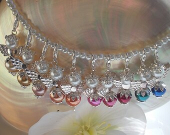 10 pearls angel guardian angel with heart wings guest gift lucky charm communion wedding baptism birthday color choice