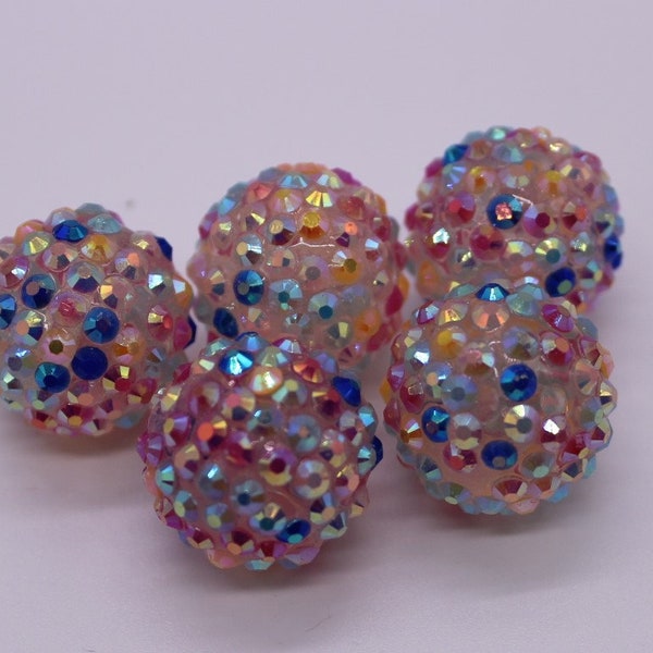 5 perles de strass de Shamballa Crystal 20 mm Multicolore