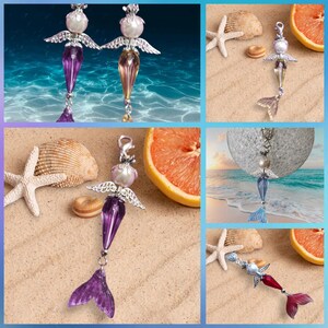 Meerjungfrau Schlüssel-Anhänger Mermaid Nixe Charms Perlen Glücksbringer mit Karte und Geschenkverpackung