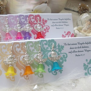 10 cartas de mesa zarcillo de flores + colgante de ángel + personalización invitado regalo boda comunión bautismo