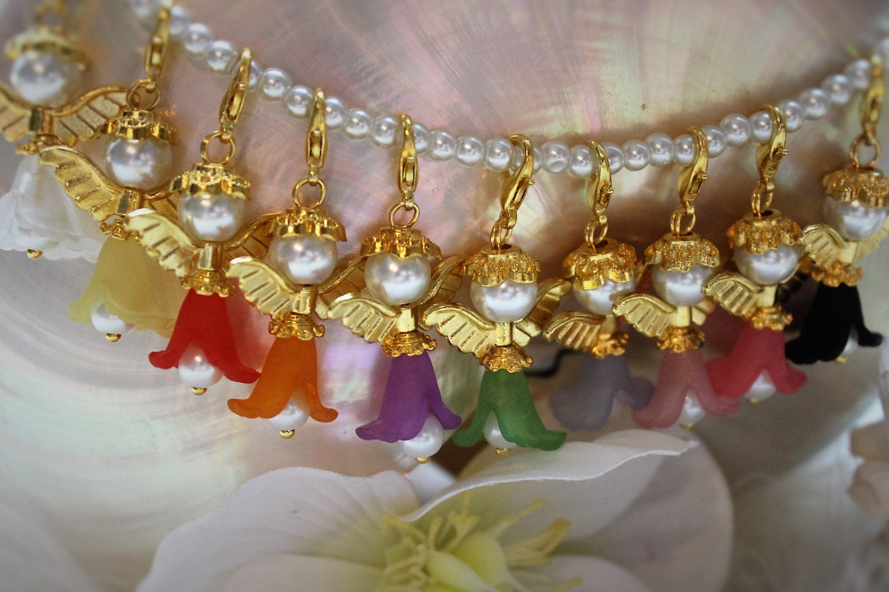 10 Angelo Custode Portafortuna Set Angelo Portafortuna Ciondolo Angelo Perla Angelo Confezione Artigianale Ciondolo Per Borsa Bomboniera Per Bambini - Foto 9