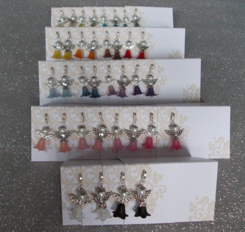 6 Guardian Angel flower elves black and white with zirconia /& heart wings