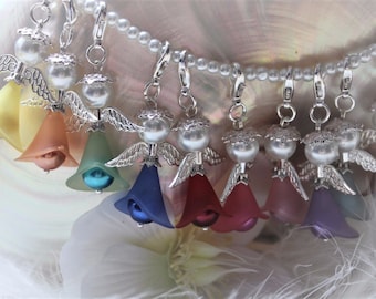 Set di 50 angeli custodi kit fai da te perline angelo ciondolo ciondolo angelo portachiavi angelo perline per matrimonio bambino doccia festa regalo fai da te argento