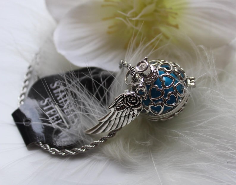 Angel Caller Angel Caller With Angel Wings, Heart-shaped Bell, Chime Ball / Necklace ...
