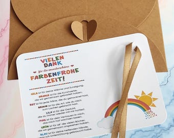 THANK YOU for the colorful time Card A6 Farewell Educator Daycare Kindergarten Childminder Hort