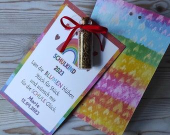 Journées scolaires colorées - cadeau d'inscription pour invités graines de fleurs sac d'école pour enfant carte ange gardien porte-bonheur